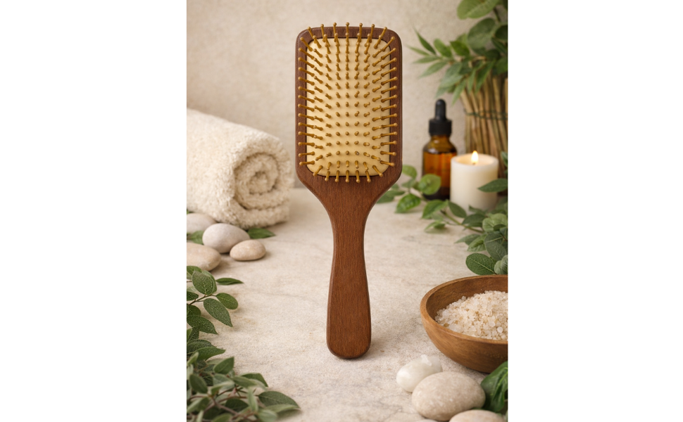 Wooden paddle brush